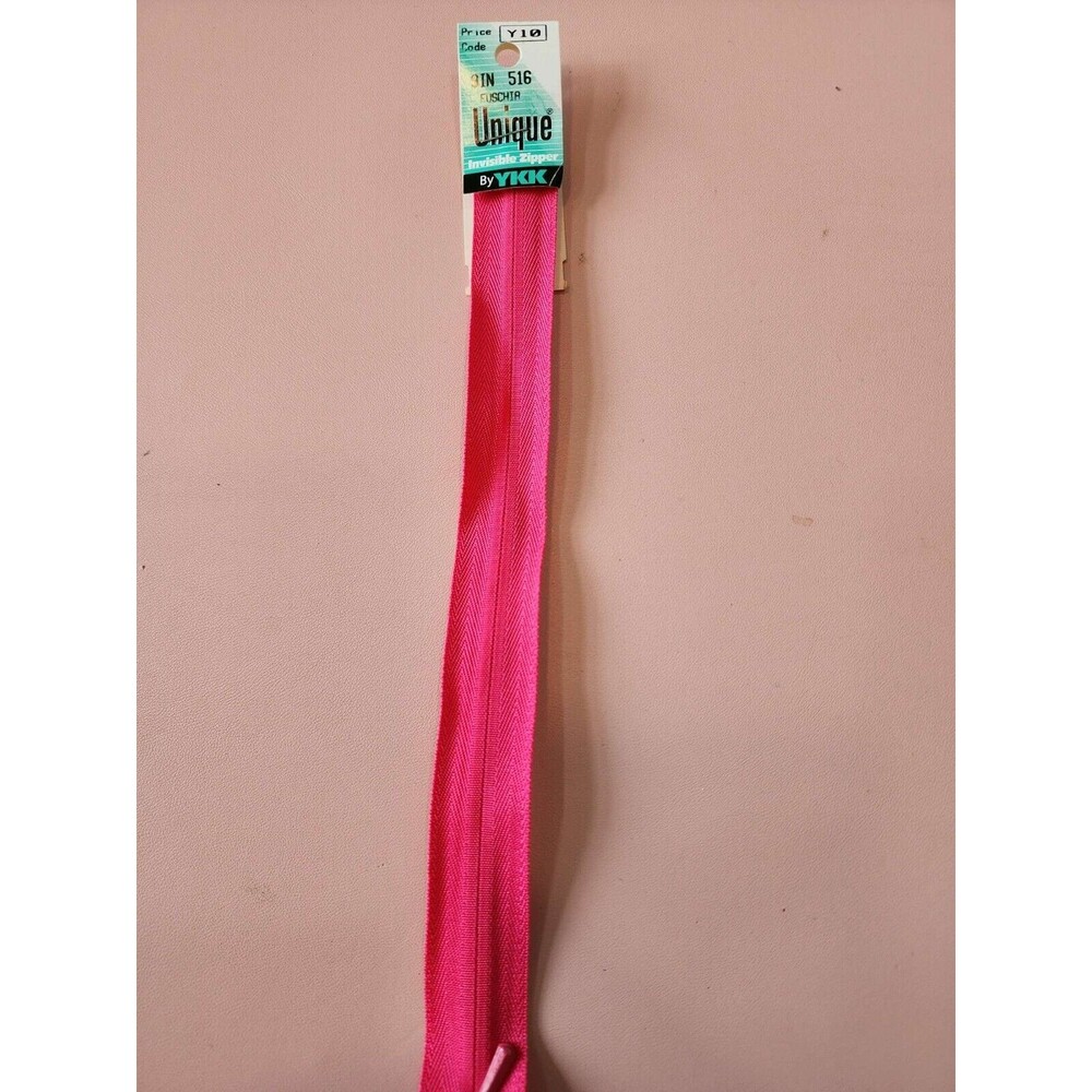 YKK New Unique Invisible Zipper 9in Fuschia Color 516, ART 0309